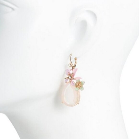 Betsey Johnson Tropical Flower Teardrop and Starfish Earrings Pink NWT - Picture 3 of 9